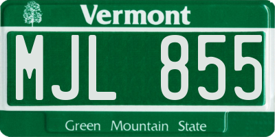 VT license plate MJL855