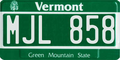 VT license plate MJL858