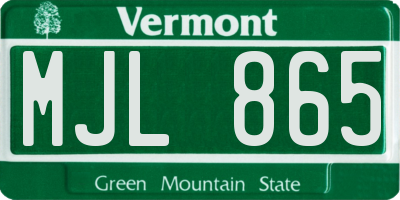 VT license plate MJL865