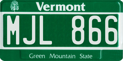 VT license plate MJL866