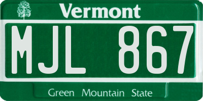 VT license plate MJL867