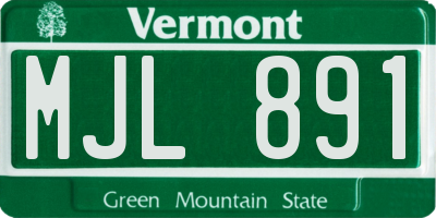 VT license plate MJL891