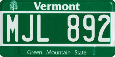 VT license plate MJL892
