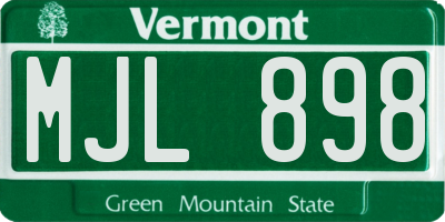 VT license plate MJL898
