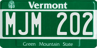 VT license plate MJM202