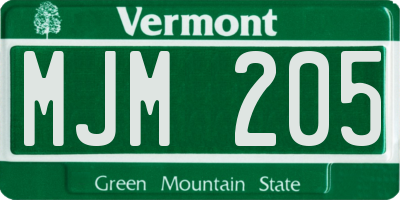 VT license plate MJM205