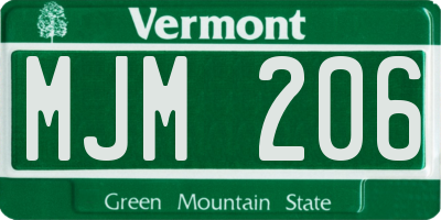 VT license plate MJM206