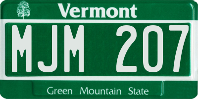 VT license plate MJM207