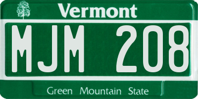VT license plate MJM208