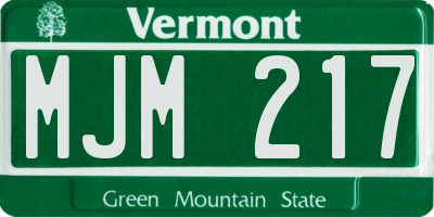 VT license plate MJM217
