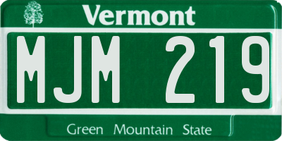 VT license plate MJM219