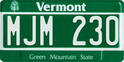 VT license plate MJM230