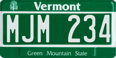 VT license plate MJM234