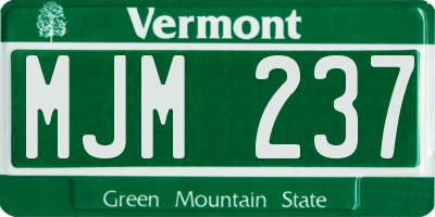 VT license plate MJM237