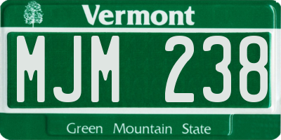 VT license plate MJM238