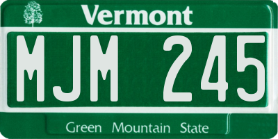 VT license plate MJM245