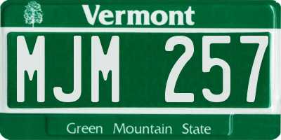 VT license plate MJM257