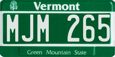 VT license plate MJM265