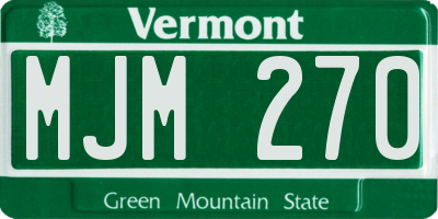 VT license plate MJM270
