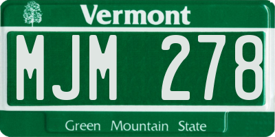 VT license plate MJM278