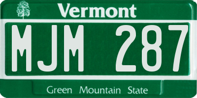 VT license plate MJM287