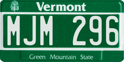 VT license plate MJM296