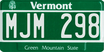 VT license plate MJM298