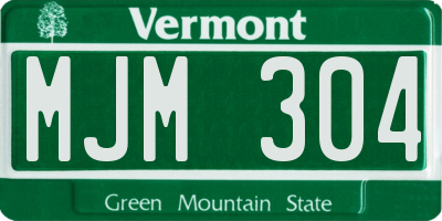 VT license plate MJM304