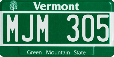 VT license plate MJM305