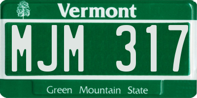 VT license plate MJM317