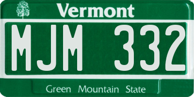 VT license plate MJM332