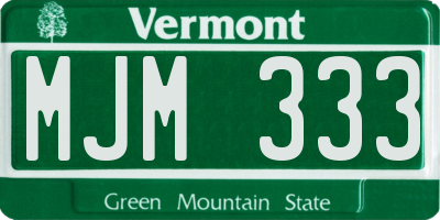 VT license plate MJM333