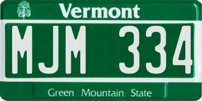VT license plate MJM334