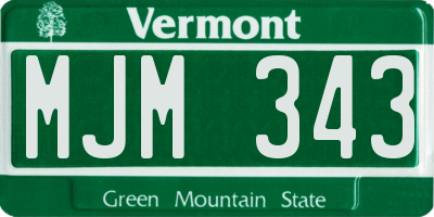 VT license plate MJM343