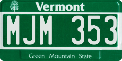 VT license plate MJM353
