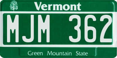 VT license plate MJM362
