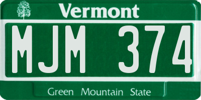 VT license plate MJM374