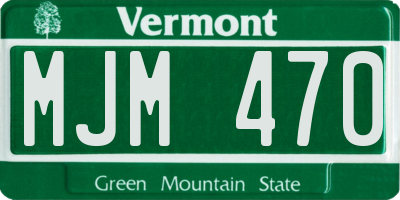 VT license plate MJM470