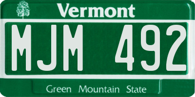 VT license plate MJM492
