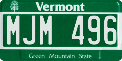 VT license plate MJM496
