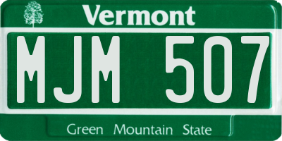 VT license plate MJM507