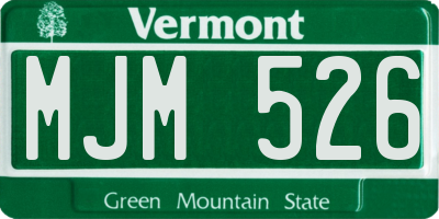 VT license plate MJM526