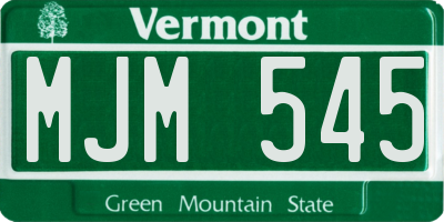 VT license plate MJM545