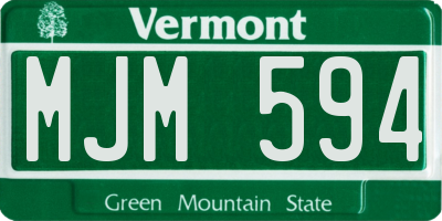 VT license plate MJM594