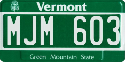VT license plate MJM603