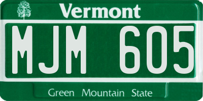 VT license plate MJM605