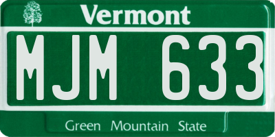 VT license plate MJM633