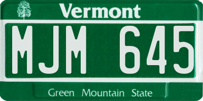 VT license plate MJM645
