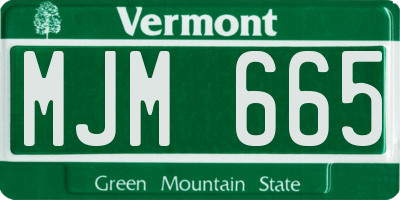 VT license plate MJM665