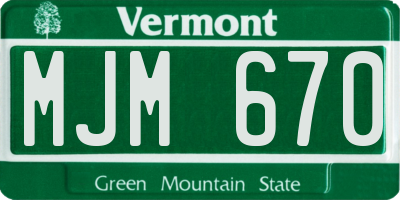 VT license plate MJM670